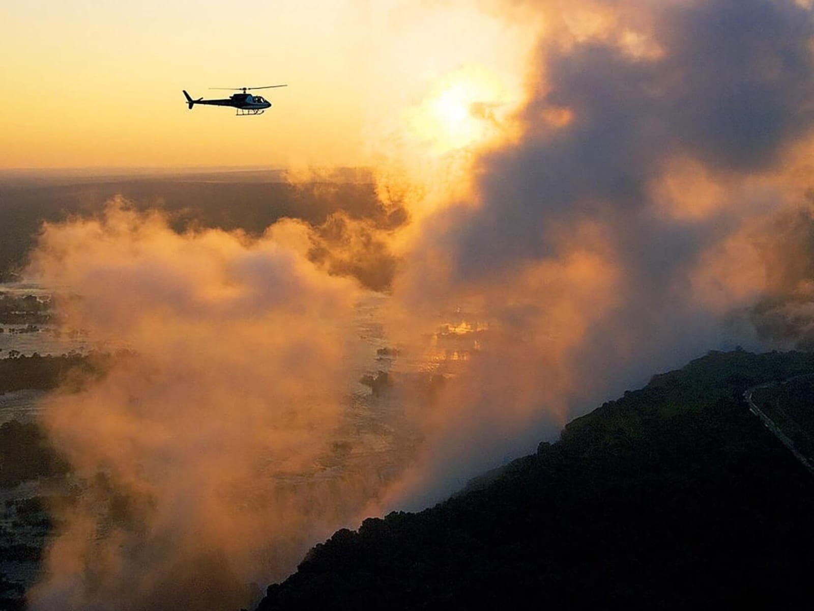 Flying through the mist of Victoria Falls