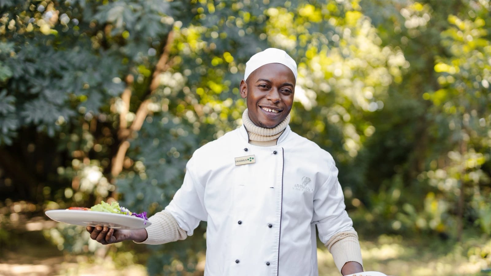 Lunch served on Livingstone Island overlooking Victoria Falls